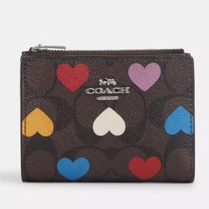 Coach bifold wallet signature canvas Heart print